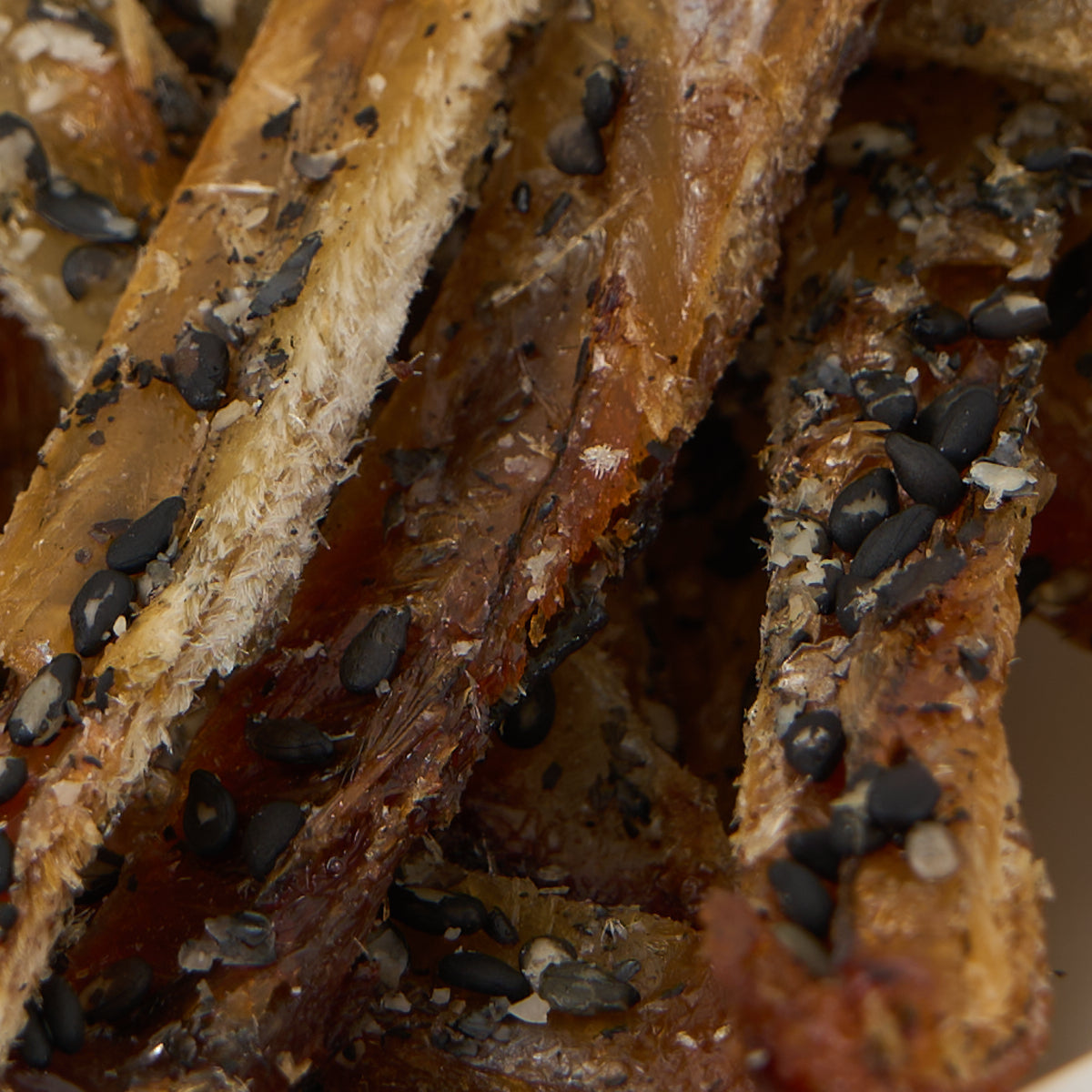 Grilled Sardine Strips with Black Sesame