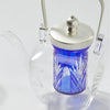 Edo Kiriko Chirori Sake Set Blue, upward angled view 2 Thumbnail